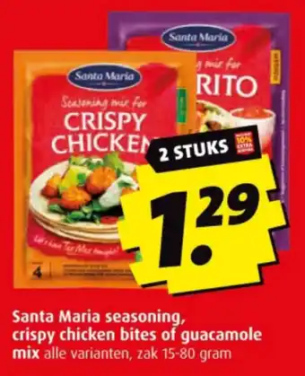 Boni Santa Maria seasoning, crispy chicken bites of guacamole mix alle varianten, zak 15-80 gram aanbieding