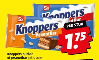 Boni Knoppers nutbar of peanutbar pak 5 stuks aanbieding