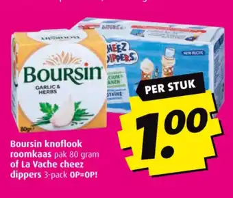 Boni Boursin knoflook roomkaas pak 80 gram of La Vache cheez dippers 3-pack OP=OP! aanbieding