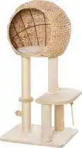 Bol.com PawHut Kattenboom krabpaal kitten meubel met kattengrot sisal zacht pluche beige D30-371 aanbieding