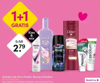 DA Andrélon, Axe, Dove, Prodent, Rexona en Zendium aanbieding