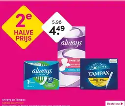 DA Always en Tampax Gehele assortiment aanbieding