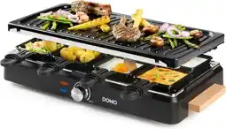 MediaMarkt DOMO Raclette-grill - Wooden design - 8P - 1400 W Raclette-grill Zwart aanbieding