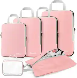 Amazon Compression Packing Cubes Kledingtassen, 6-delige set, vierkant, kofferorganizer, Roze (set van 6) aanbieding