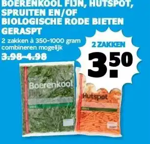 Boon`s Markt BOERENKOOL FIJN, HUTSPOT, SPRUITEN EN/OF BIOLOGISCHE RODE BIETEN GERASPT aanbieding