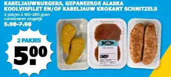 Boon`s Markt KABELJAUWBURGERS, GEPANEERDE ALASKA KOOLVISFILET EN/OF KABELJAUW KROKANT SCHNITZELS aanbieding