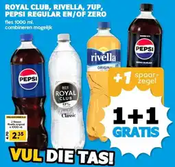 Boon`s Markt ROYAL CLUB, RIVELLA, 7UP, PEPSI REGULAR EN/OF ZERO aanbieding