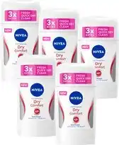 Bol.com NIVEA Dry Comfort Anti-Transpirant Deodorant Stick - Antibacterieel - Alcoholvrij - 5 x 50 ml aanbieding