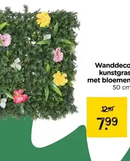 Xenos Wanddeco kunstgras met bloemen aanbieding