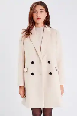 Wehkamp Cache Cache coat met wol beige aanbieding