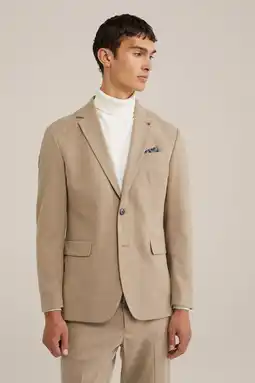 Wehkamp WE Fashion slim fit colbert Aram beige wood aanbieding