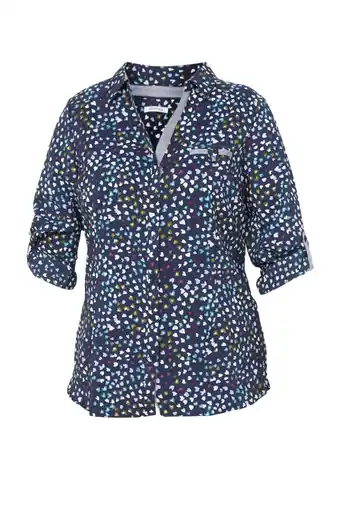 Wehkamp Paprika blouse met all over print donkerblauw/wit/lichtblauw aanbieding