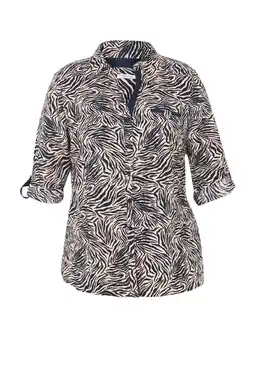 Wehkamp Paprika blouse met all over print beige/zwart aanbieding