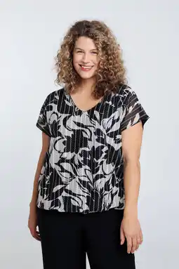 Wehkamp Paprika top met all over print zwart/wit aanbieding