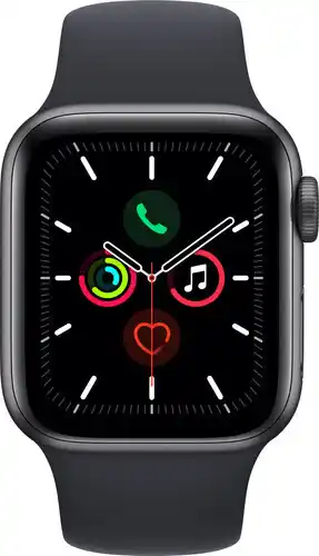 Coolblue Apple Watch SE 40mm Space Gray Aluminium Nachtblauwe Sportband aanbieding