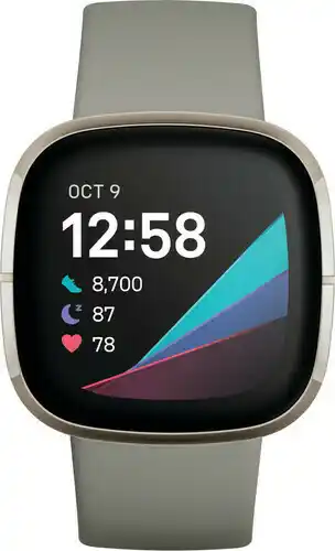 Coolblue Fitbit Sense Groen/Zilver aanbieding