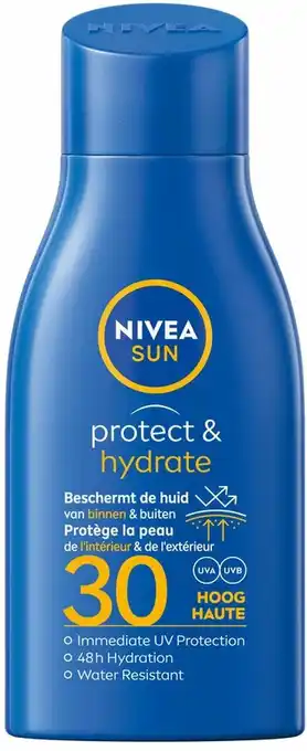 Bol.com 2x Nivea Sun Protect en Hydrate Hydraterende Zonnemelk SPF 30 30 ml aanbieding