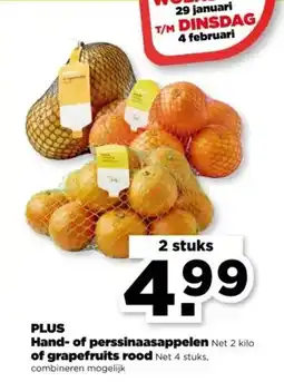 PLUS PLUS Hand of perssinaasappelen, of grapefruits rood aanbieding