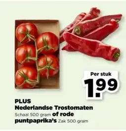 PLUS PLUS Nederlandse Trostomaten Schaal, of rode puntpaprika's aanbieding