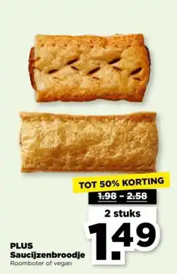 PLUS PLUS Saucijzenbroodje aanbieding