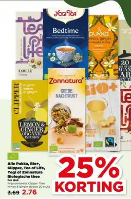 PLUS Alle Pukka, Bio+, Clipper, Tea of Life, Yogi of Zonnatura Biologische thee aanbieding