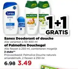 PLUS Sanex Deodorant of douche aanbieding