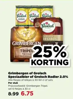 PLUS Grimbergen of Grolsch Speciaalbier of Grolsch Radler 2.0% aanbieding