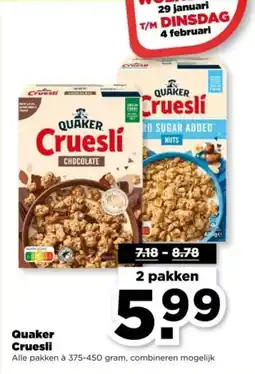 PLUS Quaker Cruesli aanbieding