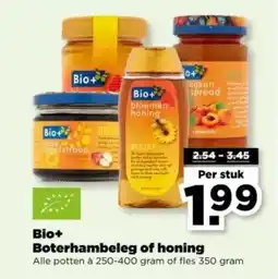 PLUS Bio+ Boterhambeleg of honing aanbieding