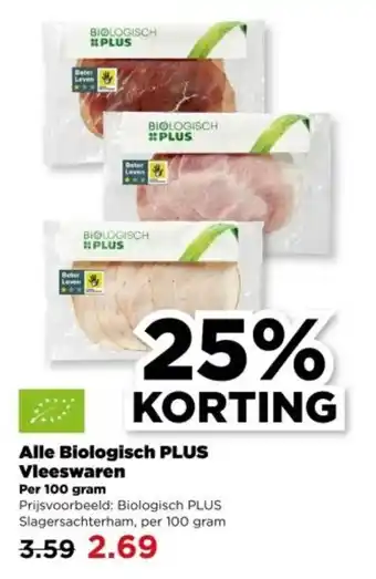 PLUS Alle Biologisch PLUS Vleeswaren aanbieding