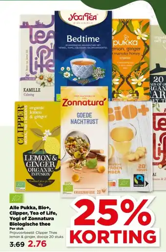 PLUS Alle Pukka, Bio+, Clipper, Tea of Life, Yogi of Zonnatura Better tea, better life aanbieding