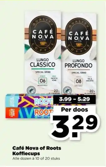 PLUS Café Nova of Roots Koffiecups aanbieding