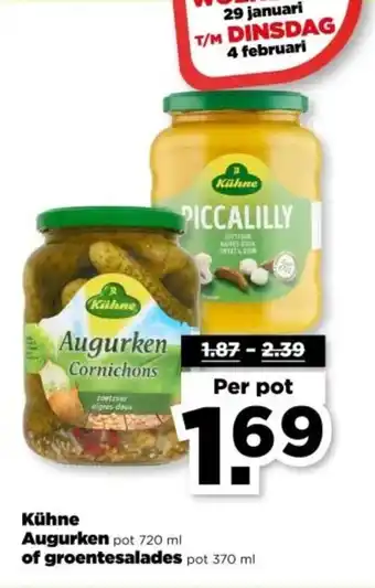 PLUS Kühne Augurken of groentesalades aanbieding