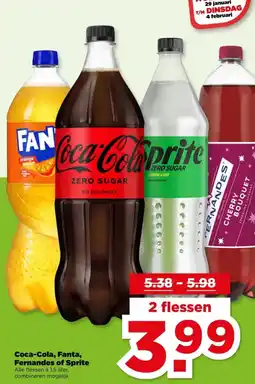 PLUS Coca Cola, Fanta, Fernandes of Sprite aanbieding