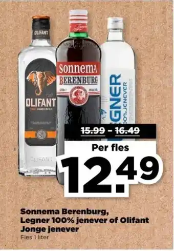 PLUS Sonnema Berenburg, Legner 100% jenever of Olifant Jonge jenever aanbieding