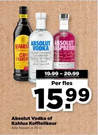 PLUS Absolut Vodka of Kahlua Koffielikeur aanbieding