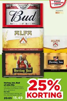 PLUS Hertog Jan, Bud of Alfa Pils aanbieding