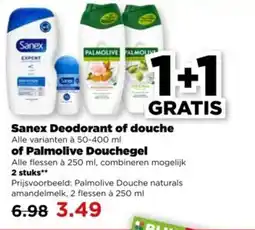 PLUS Sanex Deodorant of douche of Palmolive Douchegel aanbieding