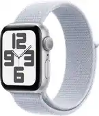 MediaMarkt APPLE Watch SE GPS 40mm Blue Cloud Sport Loop Smartwatch Silver Aluminium aanbieding