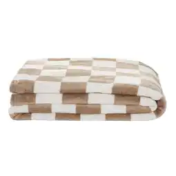 Leen Bakker Sprei Levi - zand/wit - 200x220 cm - Leen Bakker aanbieding