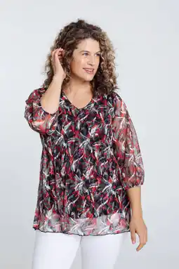 Wehkamp Paprika blousetop met grafische print rood/zwart aanbieding