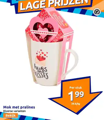 Action Mok met pralines aanbieding