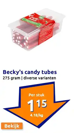 Action Becky's candy tubes aanbieding