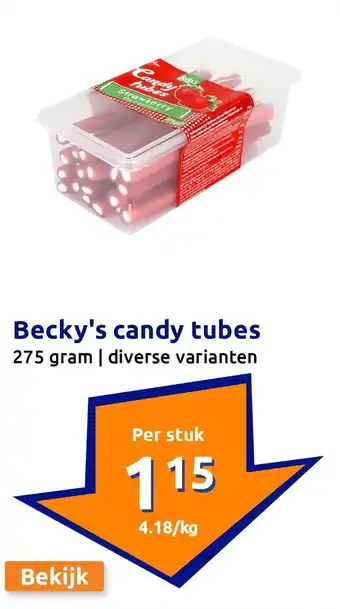 Action Becky's candy tubes aanbieding