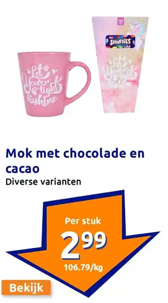 Action Mok met chocolade en cacao aanbieding