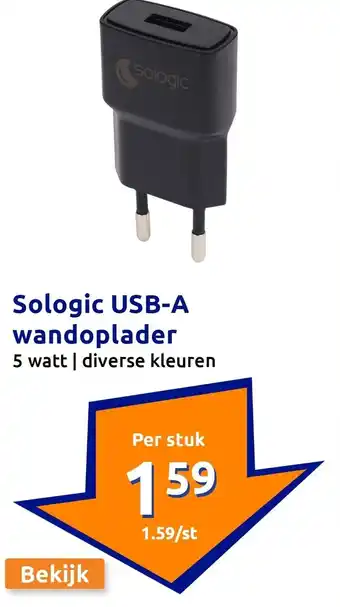 Action Sologic USB-A wandoplader aanbieding