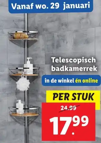 Lidl Telescopisch badkamerrek aanbieding