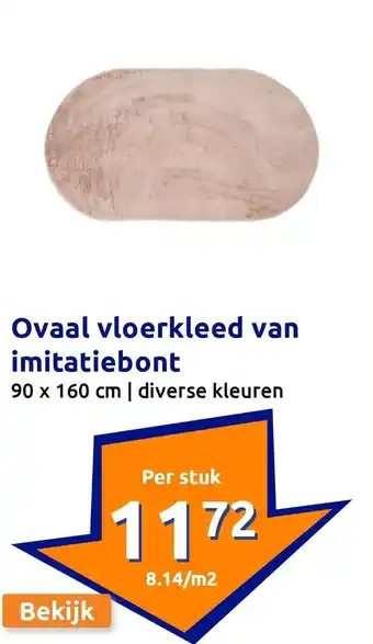 Action Ovaal vloerkleed van imitatiebont aanbieding