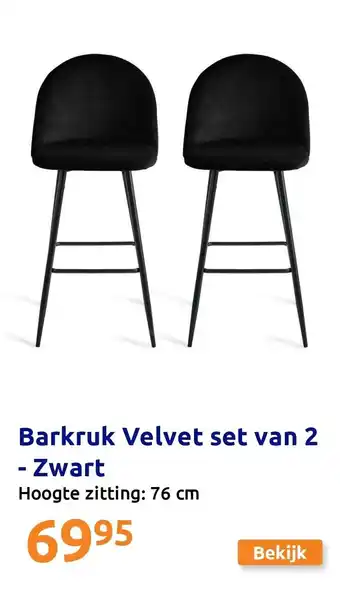 Action Barkruk Velvet set van 2 - Zwart aanbieding