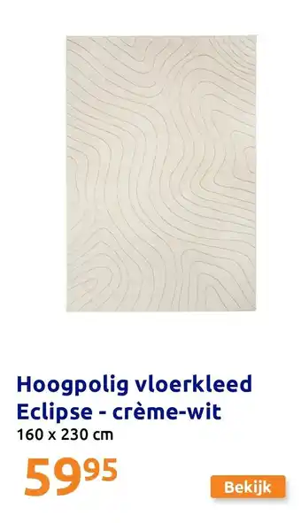 Action Hoogpolig vloerkleed Eclipse - crème-wit aanbieding